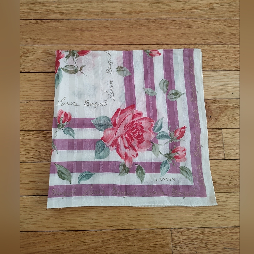 Lanvin floral striped small scarf EUC